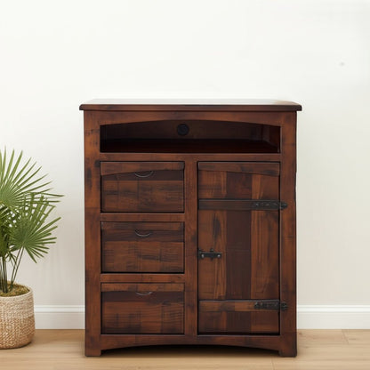 43" Brown Solid Wood Three Drawer Gentlemans Chest