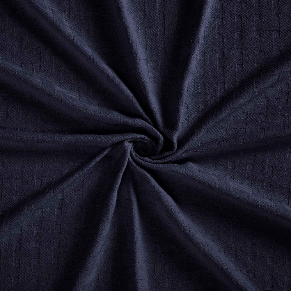 King Navy Blue Cotton Basketweave Geometric Blanket