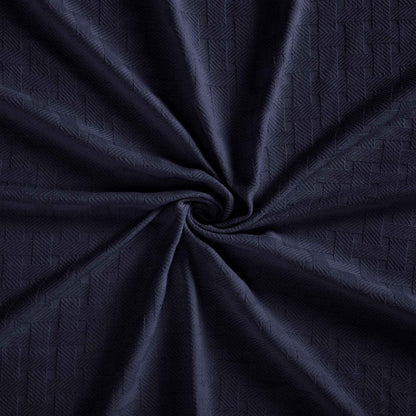 King Navy Blue Cotton Basketweave Geometric Blanket