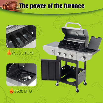Propane Grill 3 Burner Barbecue Grill Stainless Steel Gas Grill With