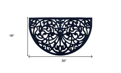 18" X 30" Black Rubber Scrollwork Welcome Outdoor Semi Circle Door Mat