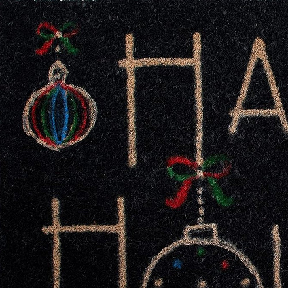 24" X 36" Black and Natural Coir Happy Holidays Outdoor Christmas Door
