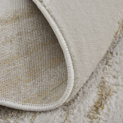 8' X 10' Ivory Brown and Gold Abstract Power Loom Area Rug