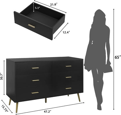 Modern Wood Dresser with Wide Drawers