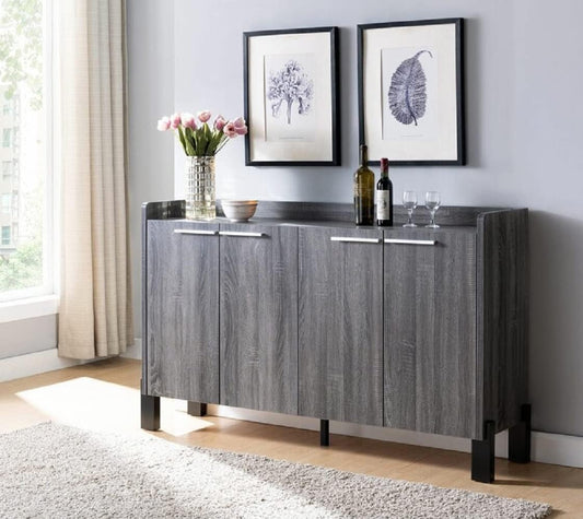 62″ Large Dining Server Cupboard Buffet Console Table in Distressed