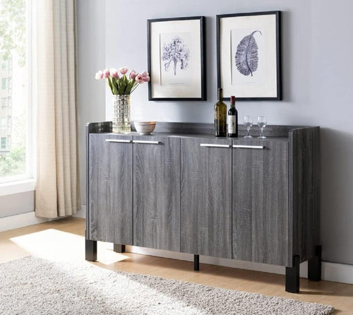 62″ Large Dining Server Cupboard Buffet Console Table in Distressed