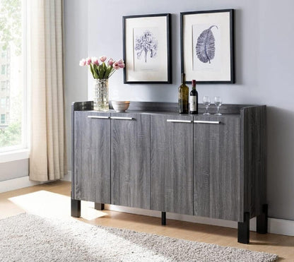 62″ Large Dining Server Cupboard Buffet Console Table in Distressed
