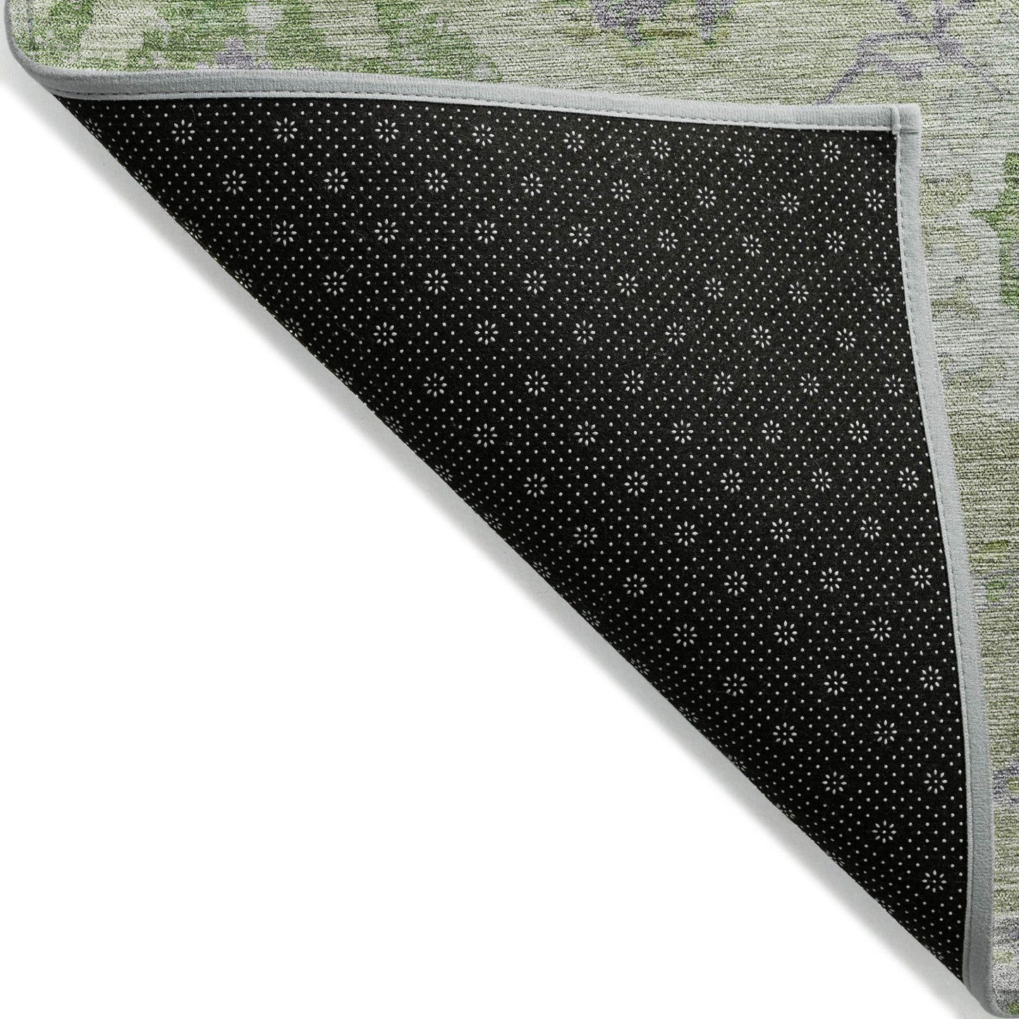8' X 10' Mint Green And Gray Floral Washable Indoor Outdoor Area Rug
