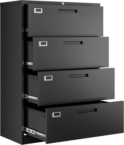 File Cabinets,4 Drawer Metal Lateral Filing Organization Storage