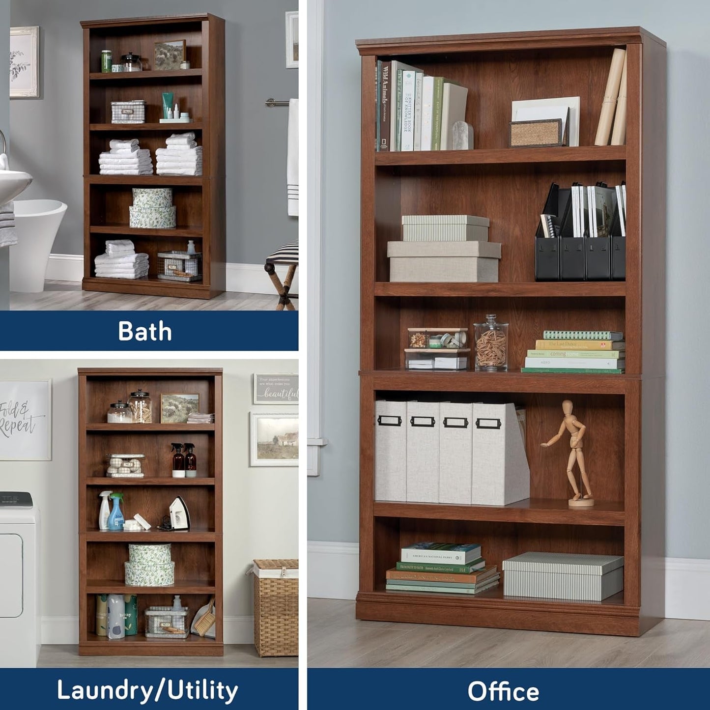 Miscellaneous Storage 5 Split Bookcase/Book Shelf, L: 35.28" X W: