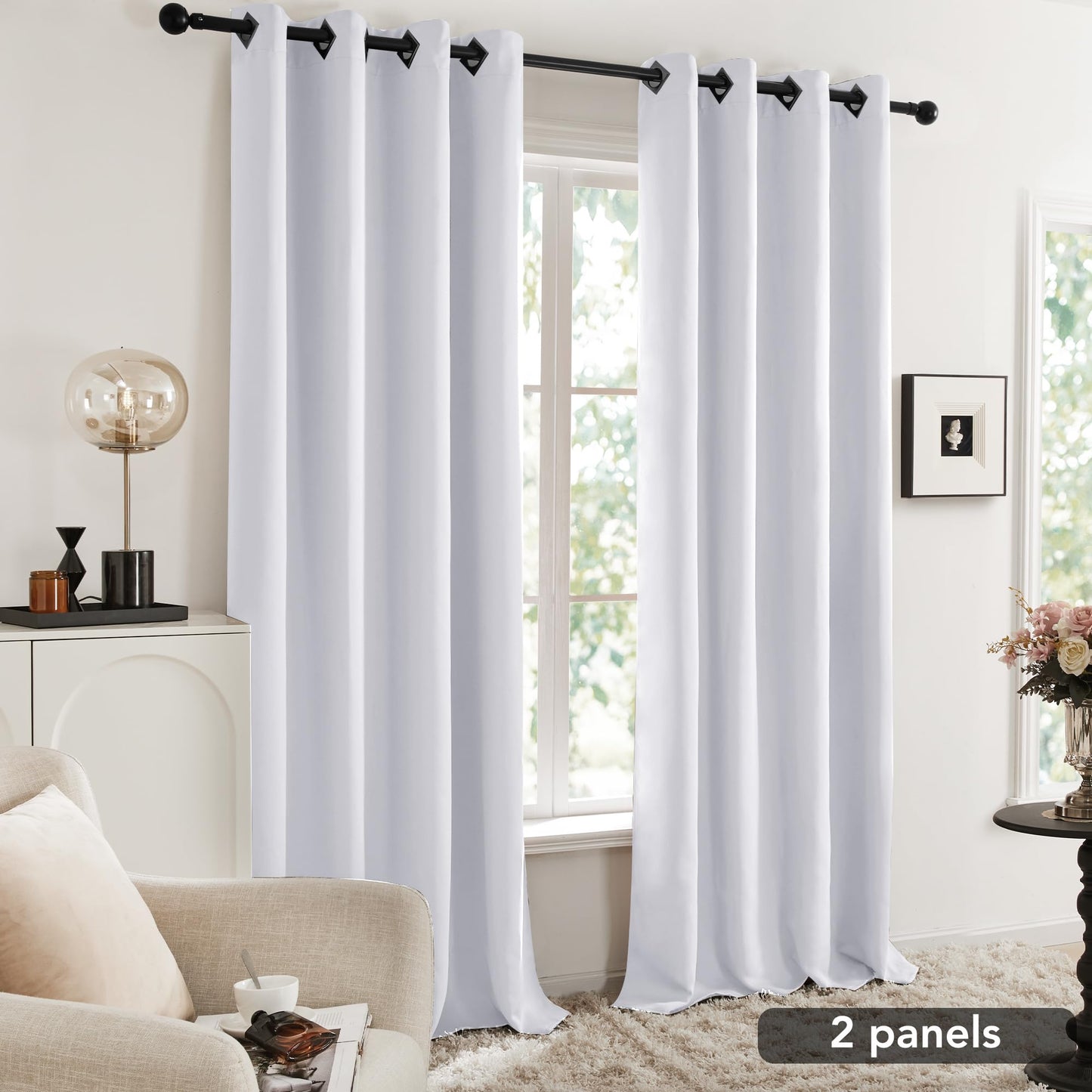 Room Darkening Thermal Blackout Curtains, 2 Panels