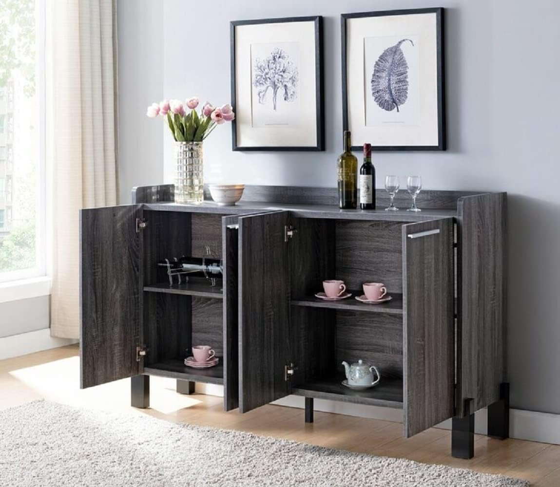 62″ Large Dining Server Cupboard Buffet Console Table in Distressed