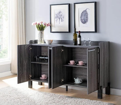 62″ Large Dining Server Cupboard Buffet Console Table in Distressed