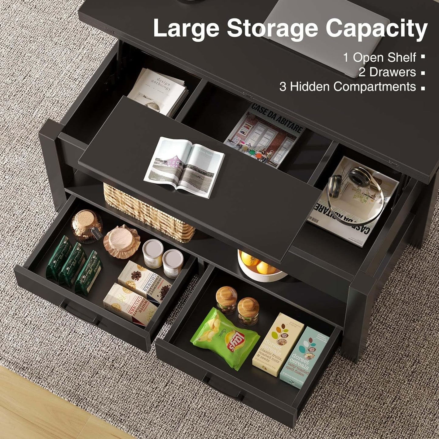 Coffee Table Lift Top, Multi-Function Convertible Coffee Table with
