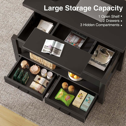 Coffee Table Lift Top, Multi-Function Convertible Coffee Table with