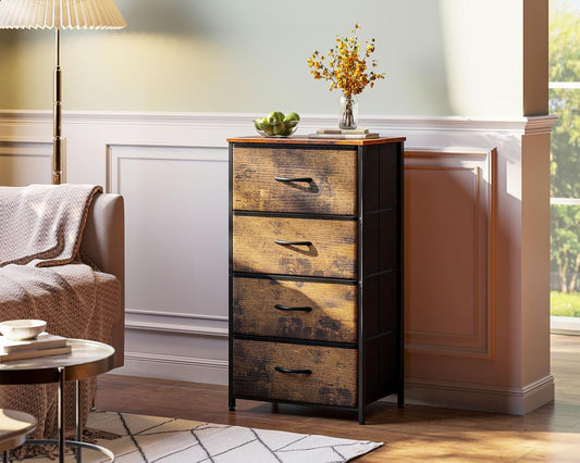 Dresser for Bedroom with 4 Storage Drawers, Small Dresser Chest of