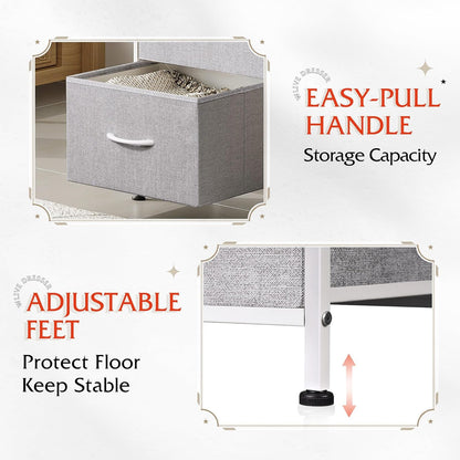 Nightstand with 3 Drawers, Fabric Dresser, Organizer Unit, Storage
