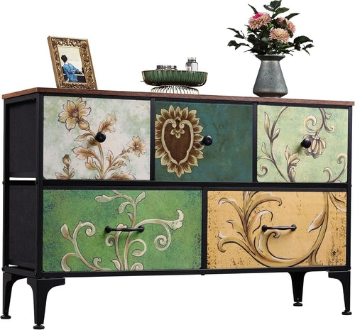 Dresser for Bedroom with 5 Drawers, Wide Chest of Drawers, Fabric