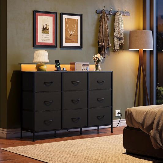 Dresser TV Stand for 55 Inch, Led Dresser for Bedroom, Black Dressers