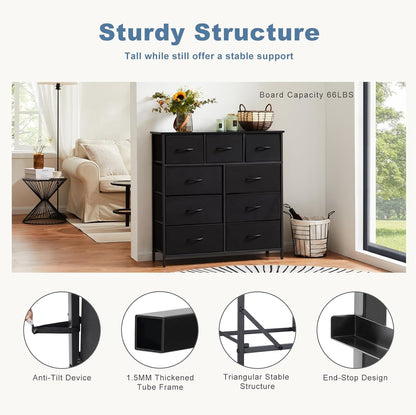 Dresser for Bedroom, Storage Organizer with 9 Drawers, Chest of