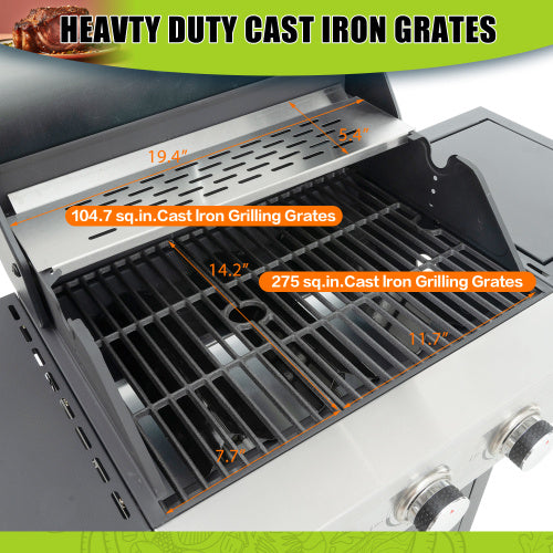 Propane Grill 3 Burner Barbecue Grill Stainless Steel Gas Grill With