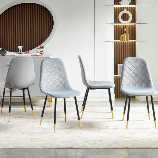 Velvet Dining Chairs Kitchen Plain Color Chair Upholstered Side Stools