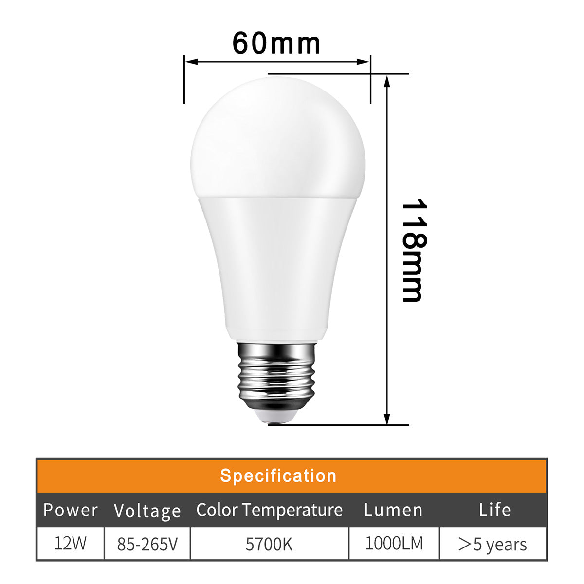 12W E27 Ball Bulb Auto Sensor Light for Garden