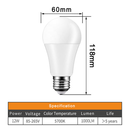 12W E27 Ball Bulb Auto Sensor Light for Garden