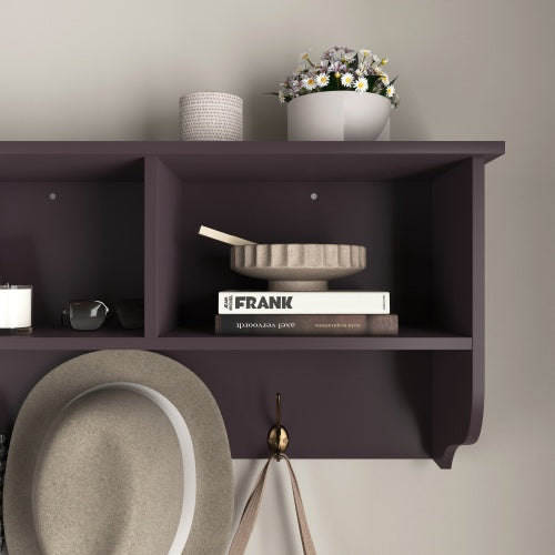 Espresso Entryway Wall Mounted Coat Rack With 4 Dual Hooks Living Room