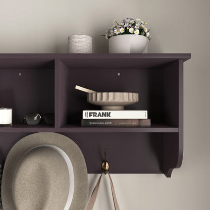 Espresso Entryway Wall Mounted Coat Rack With 4 Dual Hooks Living Room
