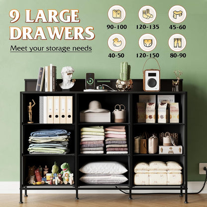 Dresser TV Stand for 55 Inch, Led Dresser for Bedroom, Black Dressers