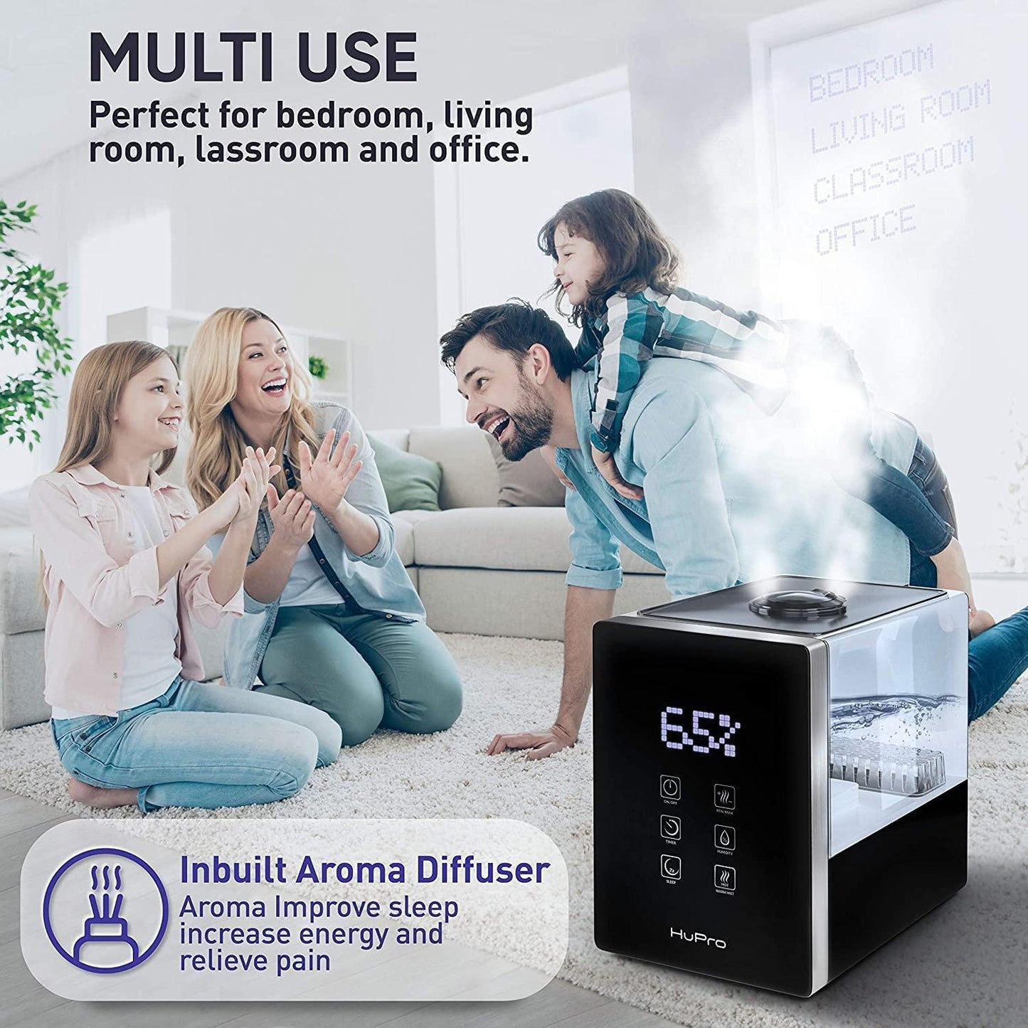 Top Fill Cool Mist & Warm Mist Humidifier for Large Room Home Bedroom