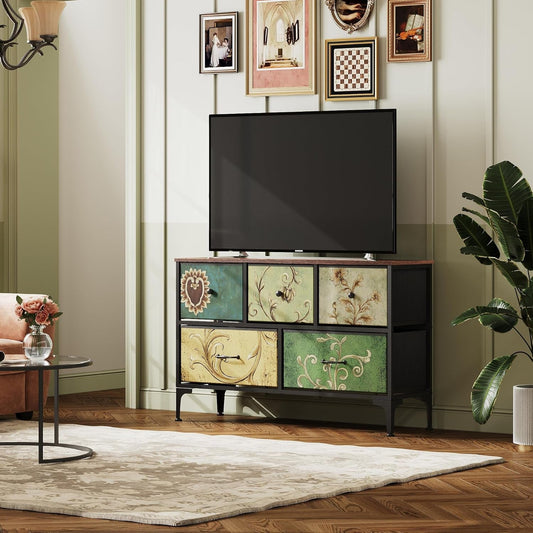 Dresser for Bedroom with 5 Drawers, Wide Chest of Drawers, Fabric