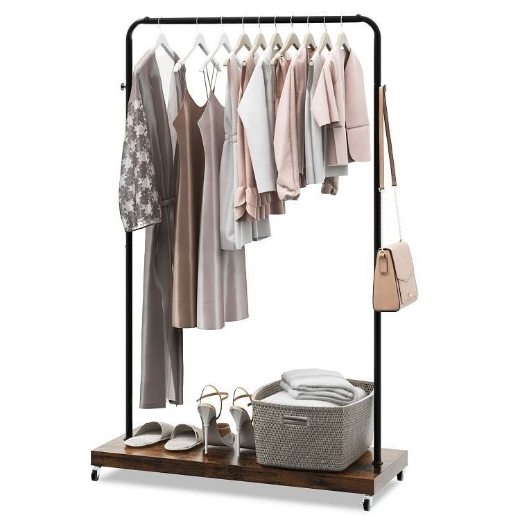 Industrial Style Heavy Duty Metal Pipe Clothes Garment Rack with