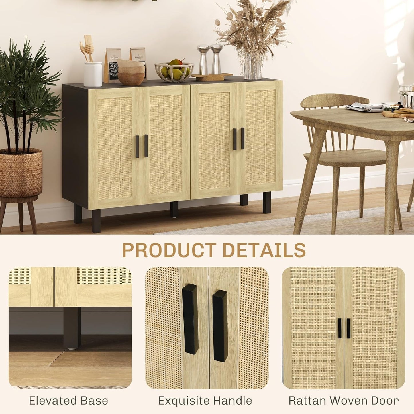 Sideboard Buffet Cabinet, Kitchen Cabinet, Coffee Bar Cabinet with 4