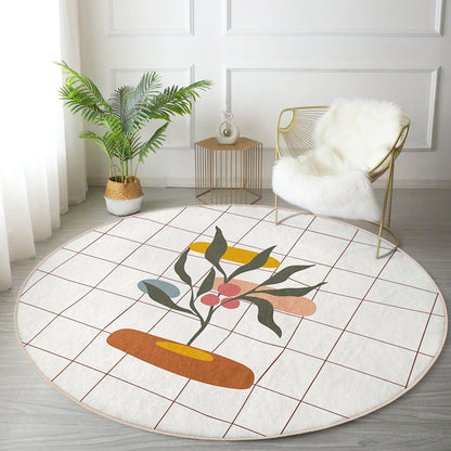 Abstract Round Rug, Living Room Area Rug, Minimalist Home Decor Floor