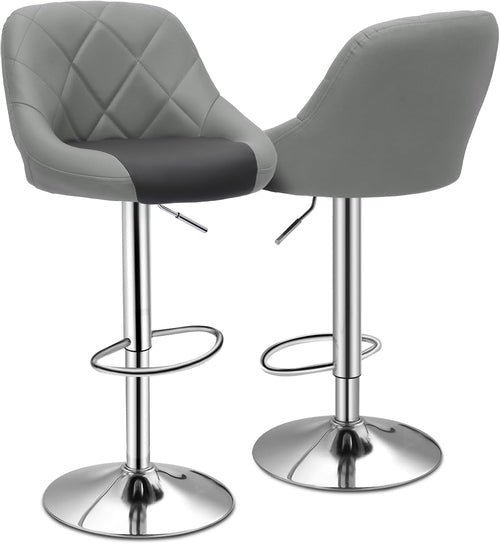 Bar Stools Set of 2 for Kitchen Counter, Height Adjustable Swivel PU