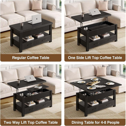 Coffee Table Lift Top, Multi-Function Convertible Coffee Table with