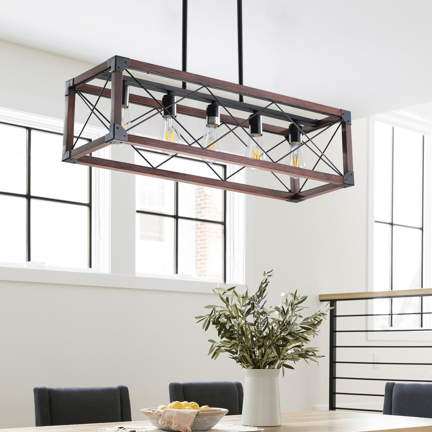 5-Light Retro Farmhouse Chandelier For Kitchen, Living room, Dining