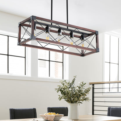 5-Light Retro Farmhouse Chandelier For Kitchen, Living room, Dining