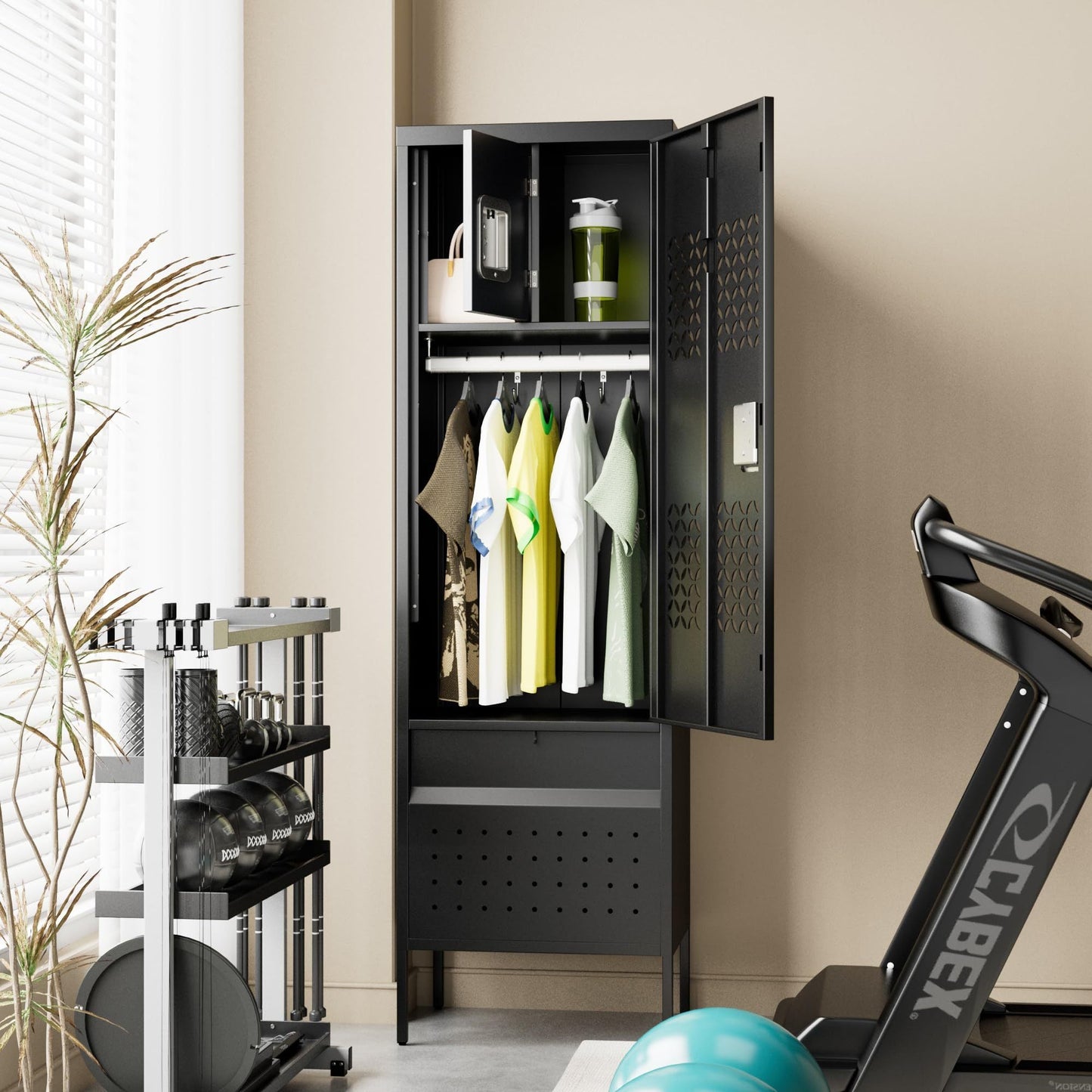 1 Door Metal Locker With Hanging Rod,Metal Storage Locker With