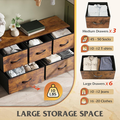 Dresser for Bedroom with 5 Drawers, Wide Chest of Drawers, Fabric