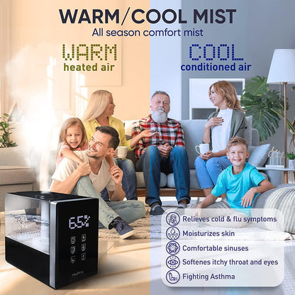 Top Fill Cool Mist & Warm Mist Humidifier for Large Room Home Bedroom