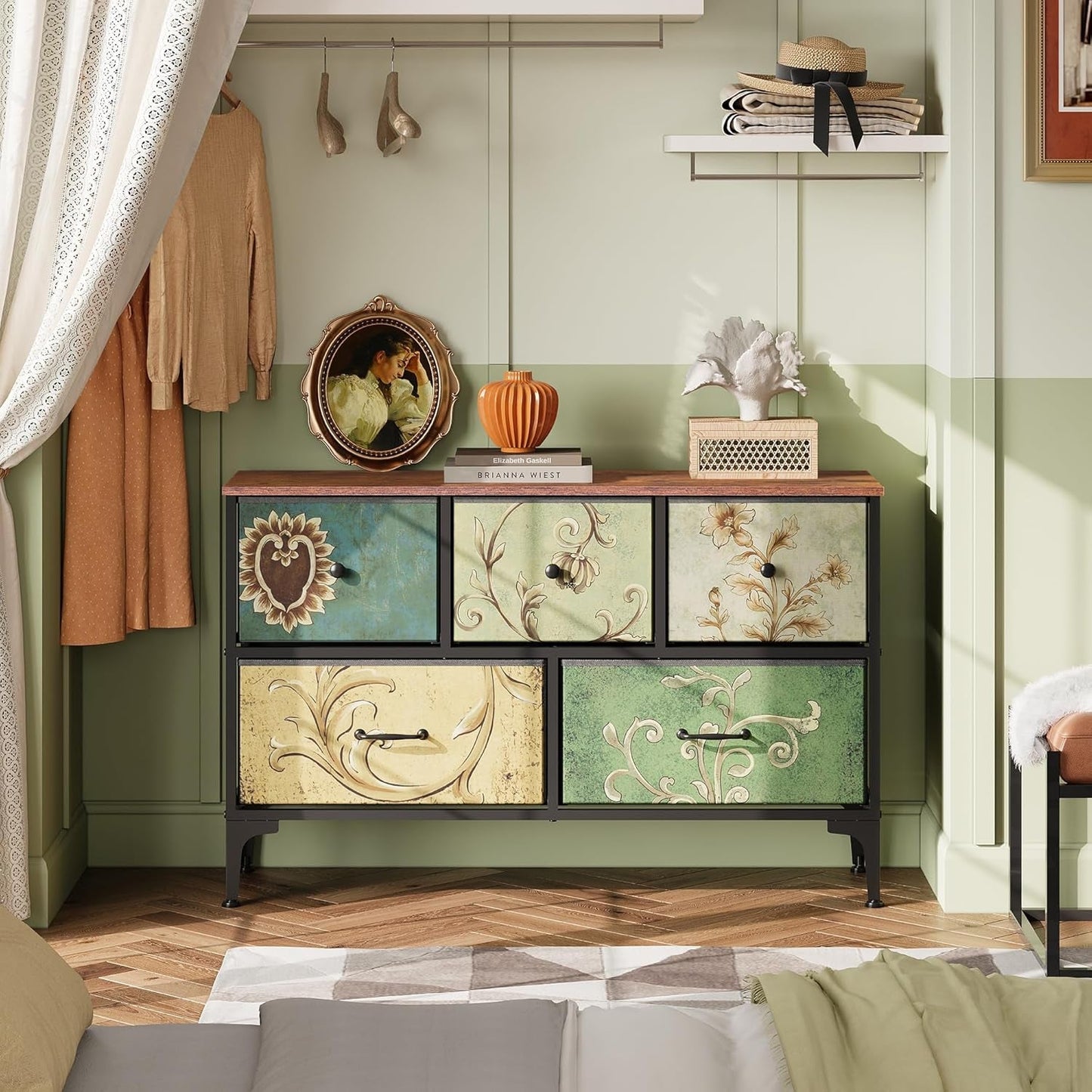 Dresser for Bedroom with 5 Drawers, Wide Chest of Drawers, Fabric