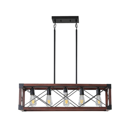 5-Light Retro Farmhouse Chandelier For Kitchen, Living room, Dining