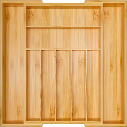 Bamboo Silverware Organizer - Expandable Kitchen Drawer and Cutlery