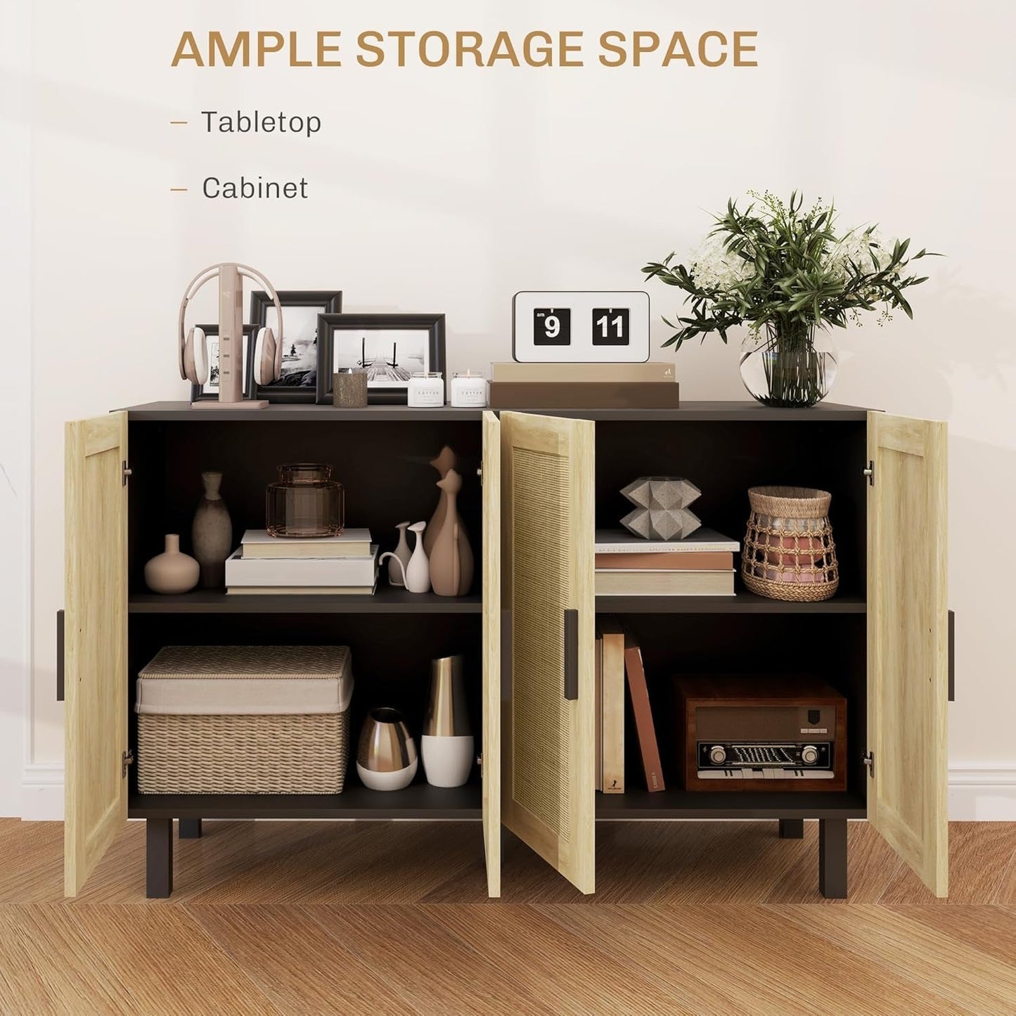 Sideboard Buffet Cabinet, Kitchen Cabinet, Coffee Bar Cabinet with 4