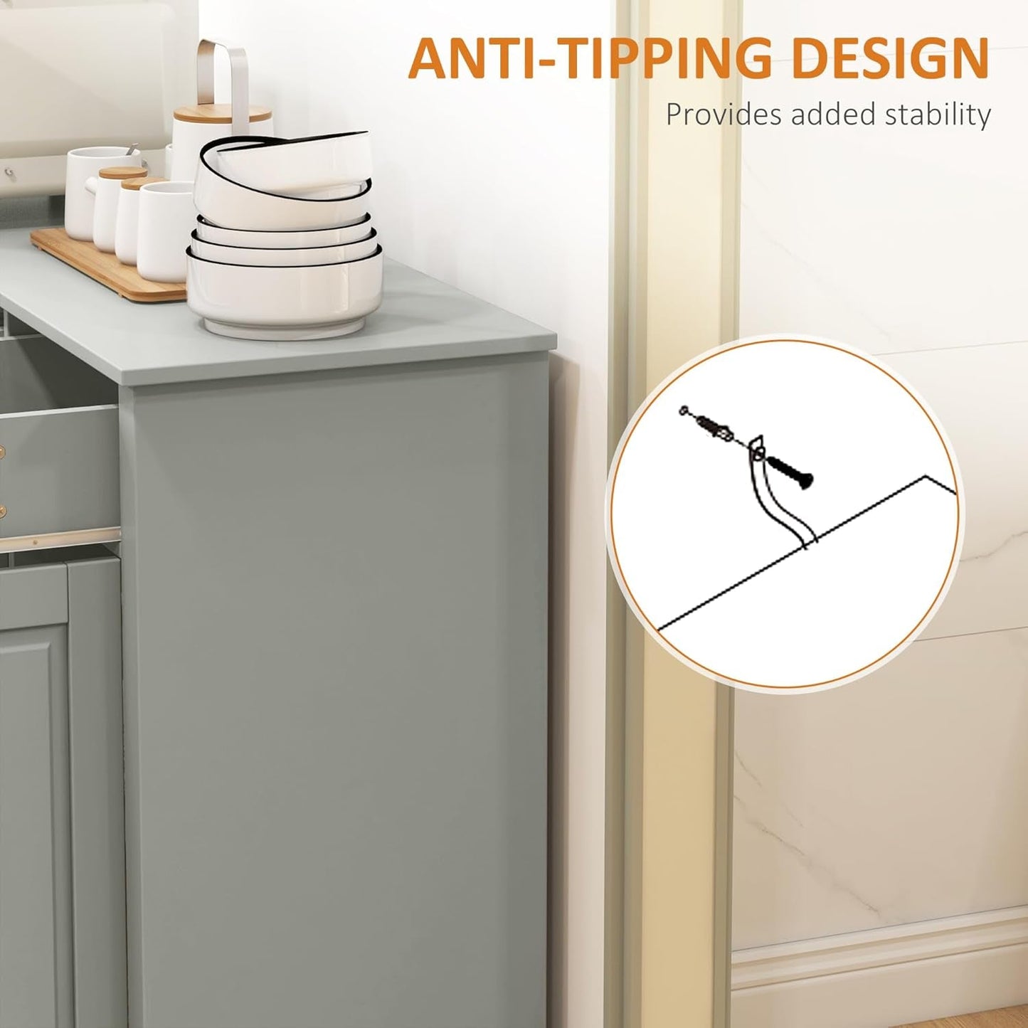 Sideboard Buffet Cabinet, Modern Kitchen Cabinet with 2 Drawers and