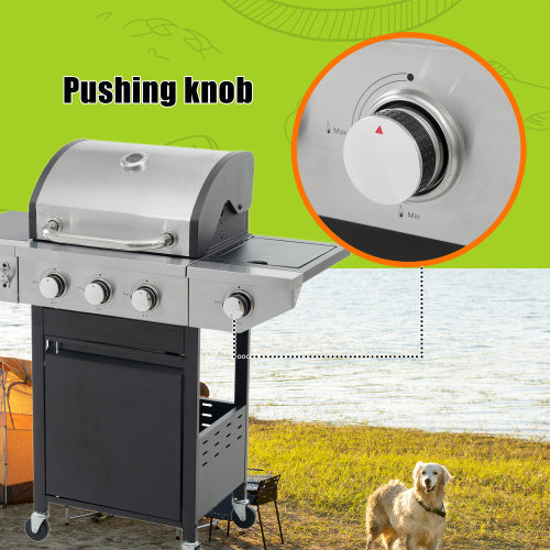 Propane Grill 3 Burner Barbecue Grill Stainless Steel Gas Grill With