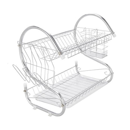 Multifunctional S-shaped Dual Layers Bowls & Dishes Collection Shelf